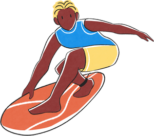 Sketchy Stylized Man Surfing